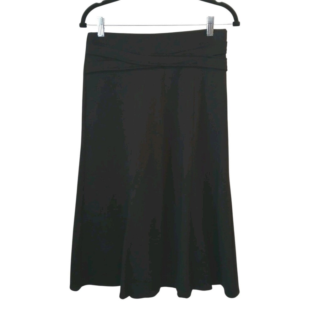 Dressbarn Skirt Womens XS  Black Knit A- Line Flare Pull On USA Midi Skater